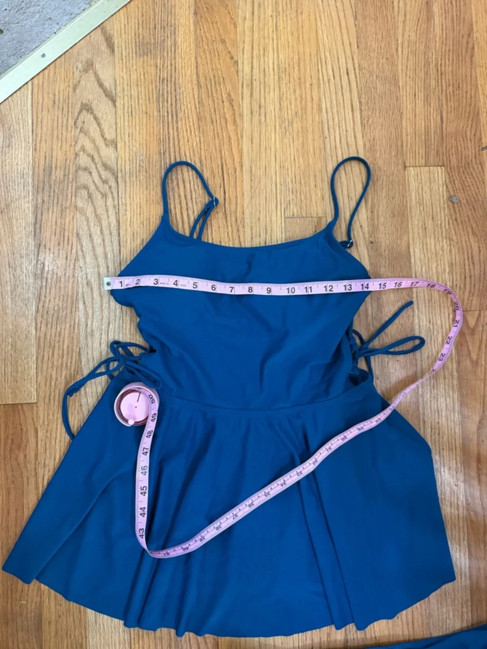 Blue Two-Piece Swim Set with Skirted Tankini Top - Picture 4 of 7